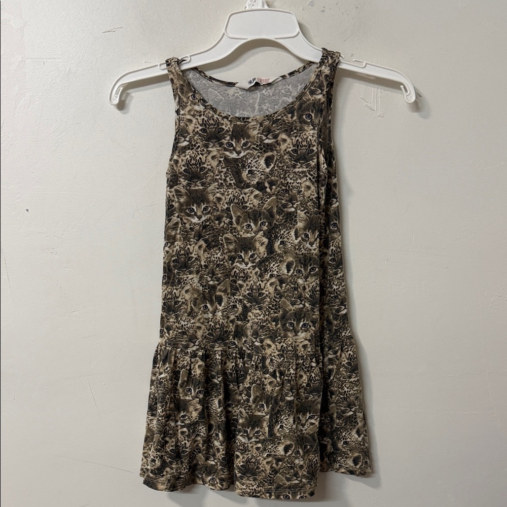 H&M Kids Dress with  cat 🐈 Animal Print - Brown